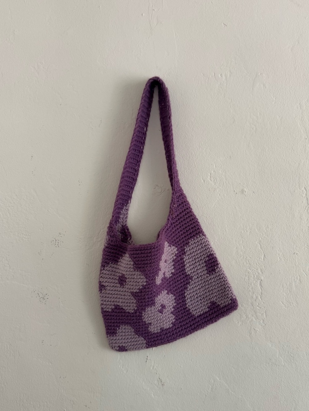 Handmade Purple Floral Crochet Shoulder Bag
